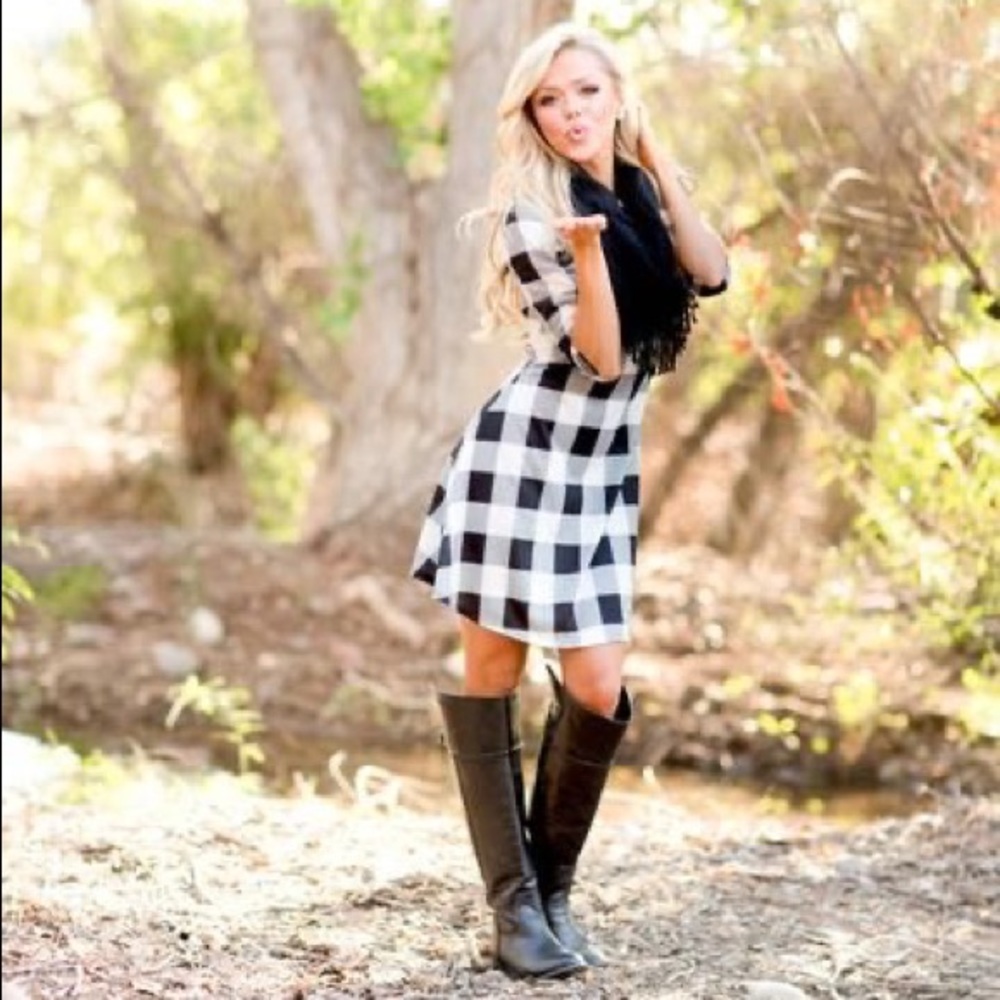 Vici Closet Candy Gingham Buffalo Plaid Sweater Dress